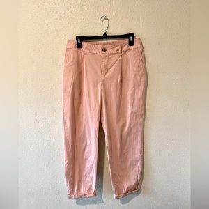 Pink Cropped Tapered a new day Pants with Elastic Waistband